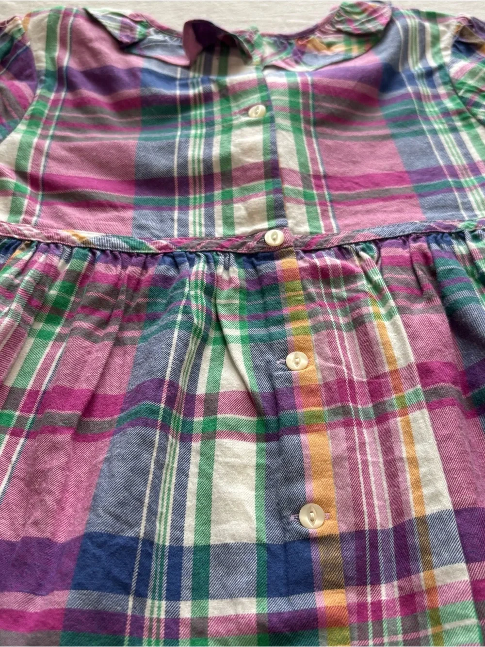 Ralph Lauren Girls 6X Plaid Shirtdress Pink Green Bow Collar NWT